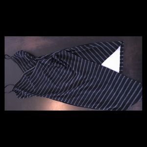 Pinstripe asymmetrical bodycon dress